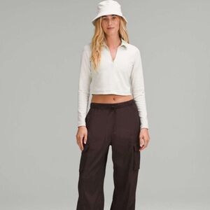 Lululemon Stretch Cotton Long- Sleeve Polo Shirt in Bone Size S